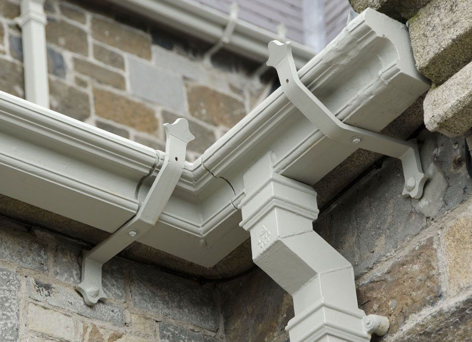 White Cast Iron Gutter Close-up