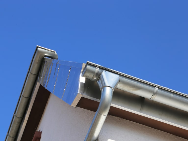 Galvanised Steel Gutter on a House